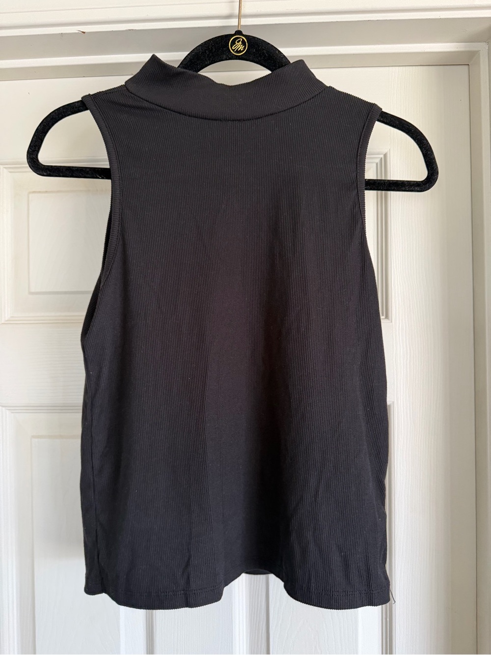 One Step Ahead Black Ribbed Mock Neck Sleeveless Tank